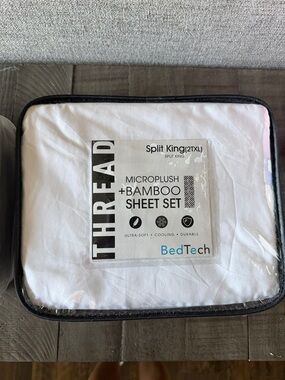 BedTech Microplush + Bamboo Split King Sheet Set in White